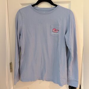 Vineyard Vines Blue Unisex Long Sleeve Ski Whale Shirt—Size Small